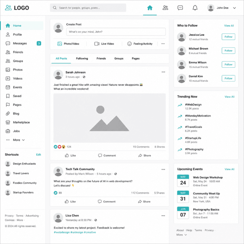 WordPress Social Media Website